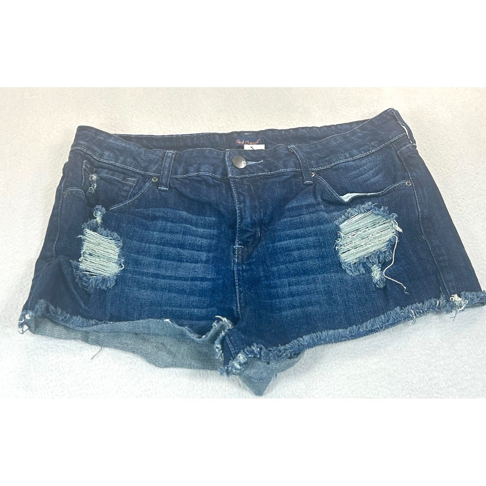 Red Camel Denim Shorts Women Size 15 Blue Distressed